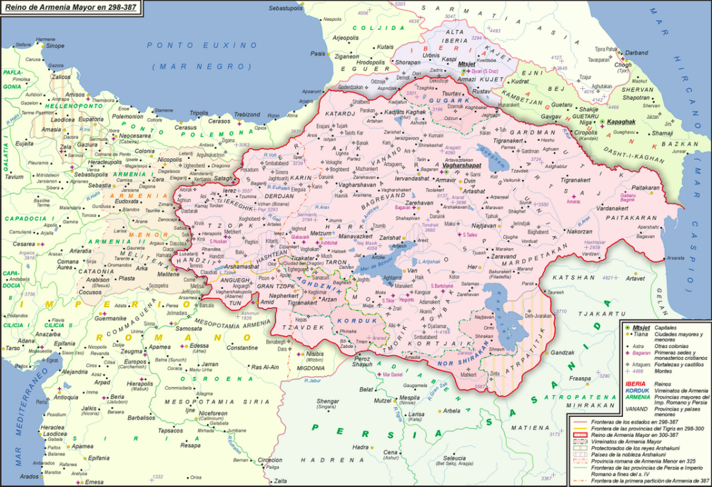 298 387年の大アルメニア王国 アルシャクニス時代の大アルメニアのスペインの地図 Walk News