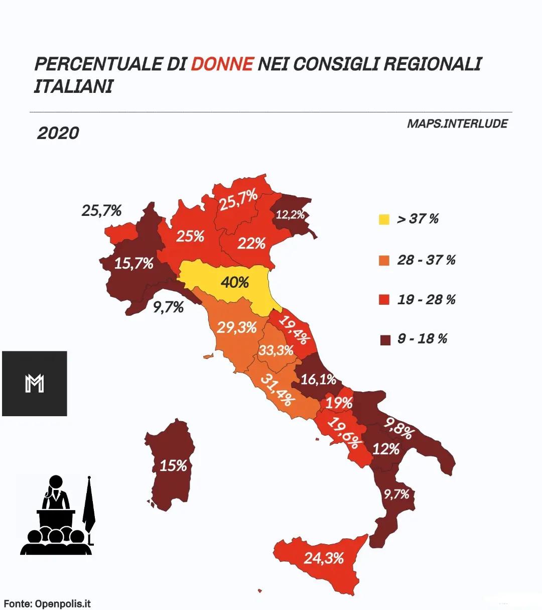 イタリアの地方議会における女性の割合 Oc Walk News